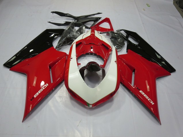 Aftermarket 2007-2012 Red and White Ducati 848 1098 1198 Motorcycle Fairing