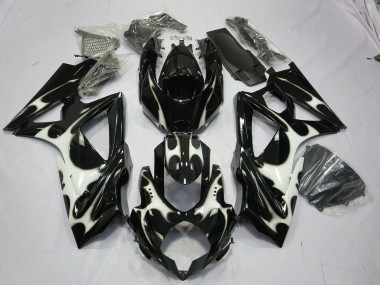 Aftermarket 2008-2010 Black and White Design Suzuki GSXR 600-750 Motorcycle Fairing