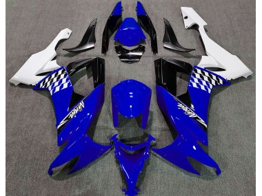 Aftermarket 2008-2010 Gloss Blue and White Kawasaki ZX10R Motorcycle Fairing