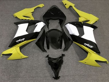 Aftermarket 2008-2010 Gloss Yellow Black and White Kawasaki ZX10R Motorcycle Fairing