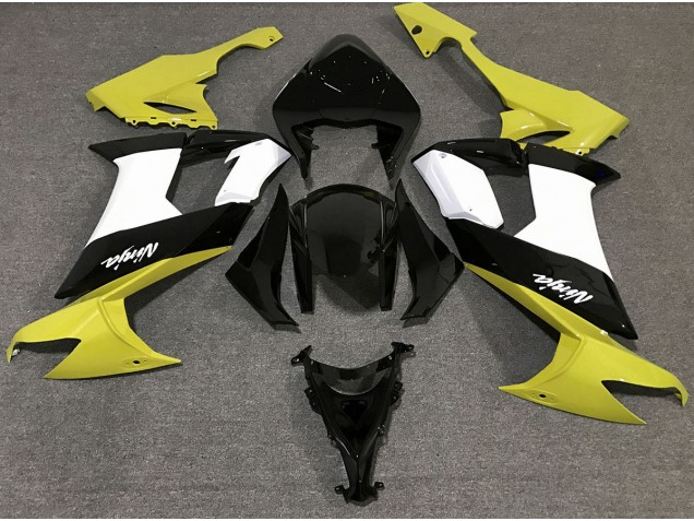 Aftermarket 2008-2010 Gloss Yellow Black and White Kawasaki ZX10R Motorcycle Fairing