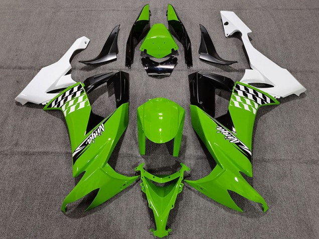 Aftermarket 2008-2010 Green and White Cheq Kawasaki ZX10R Motorcycle Fairing