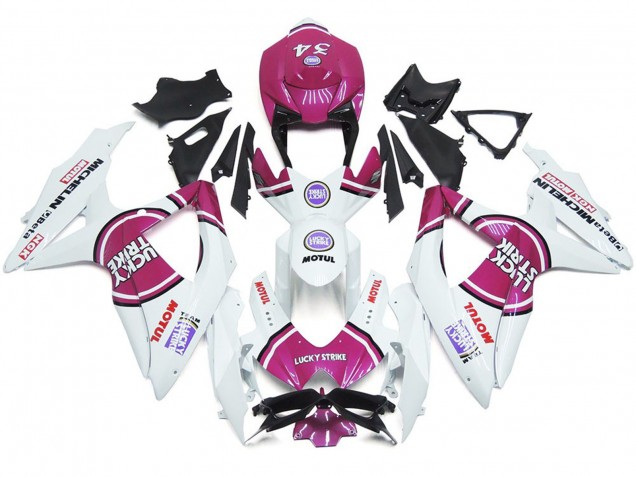 Aftermarket 2008-2010 Pink 34 Lucky Strike Suzuki GSXR 600-750 Motorcycle Fairing