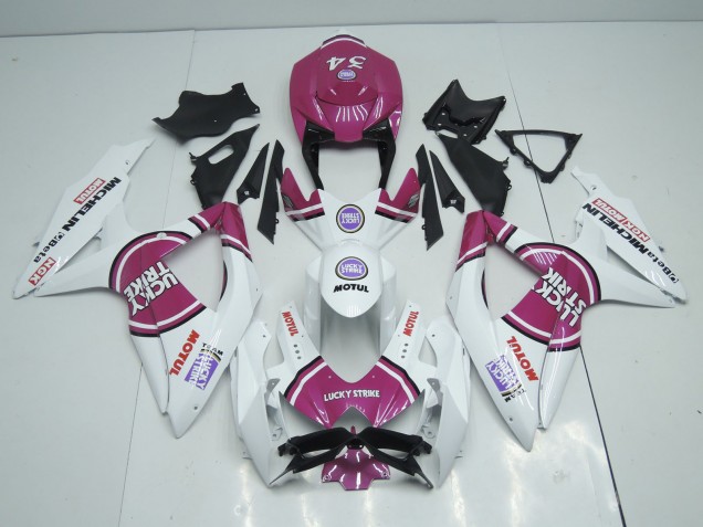 Aftermarket 2008-2010 Pink Lucky Strike Suzuki GSXR 600-750 Motorcycle Fairing