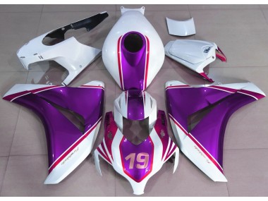 Aftermarket 2008-2011 Gloss Purple and White Honda CBR1000RR Motorcycle Fairing