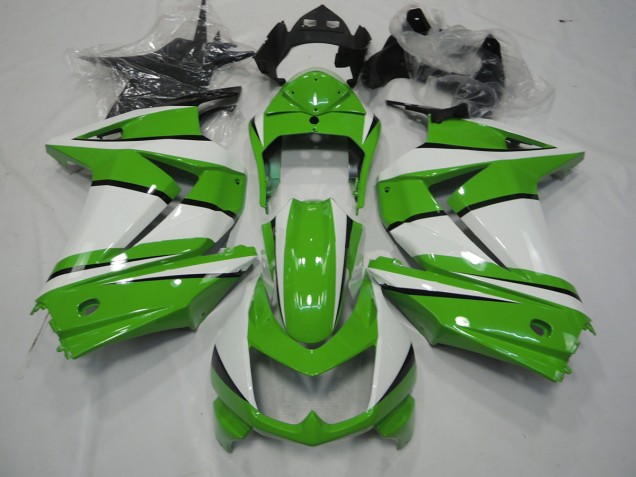 Aftermarket 2008-2013 Green and White Kawasaki Ninja 250 Motorcycle Fairing