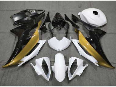 Aftermarket 2008-2016 Custom Gold Black and White Yamaha R6 Motorcycle Fairing