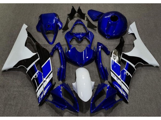 Aftermarket 2008-2016 Dark Blue and White Custom Yamaha R6 Motorcycle Fairing