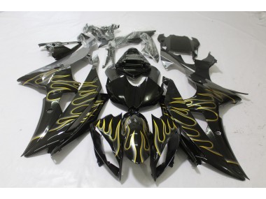 Aftermarket 2008-2016 Gloss Black & Flame Yamaha R6 Motorcycle Fairing