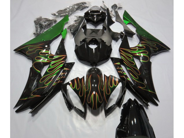 Aftermarket 2008-2016 Green Flame Yamaha R6 Motorcycle Fairing