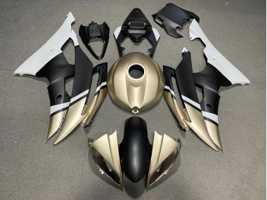 Aftermarket 2008-2016 Matte Black and Gold Yamaha R6 Motorcycle Fairing