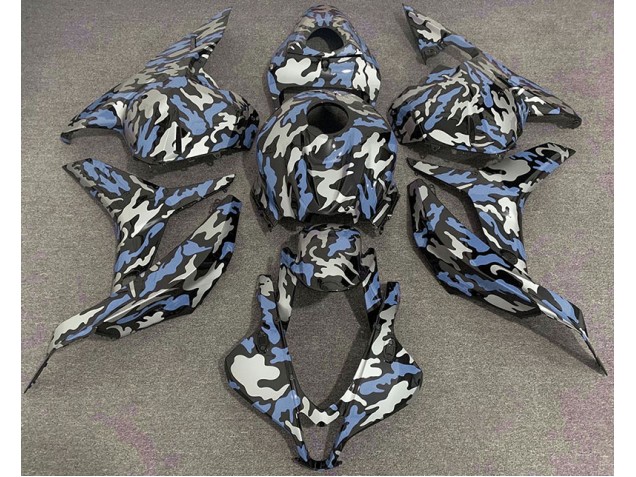 Aftermarket 2009-2012 Blue and Silver Camo Honda CBR600RR Motorcycle Fairing