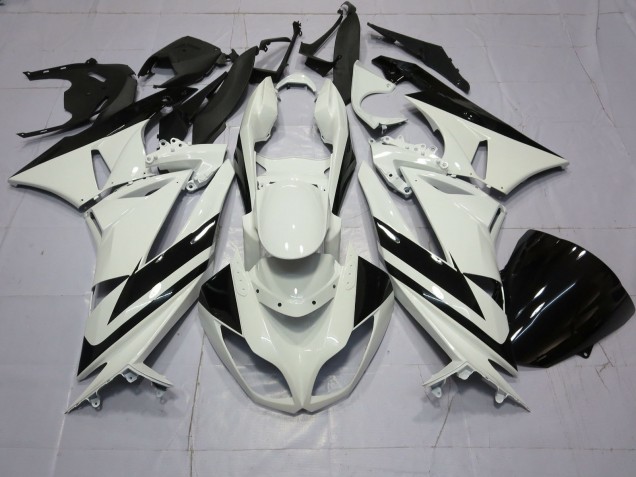 Aftermarket 2009-2012 Special White Black Kawasaki ZX6R Motorcycle Fairing