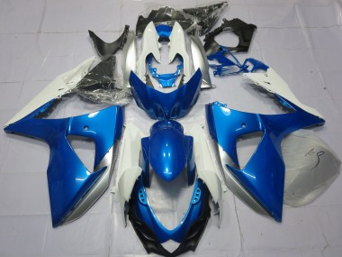 Aftermarket 2009-2016 Blue and White Suzuki GSXR 1000 Motorcycle Fairing