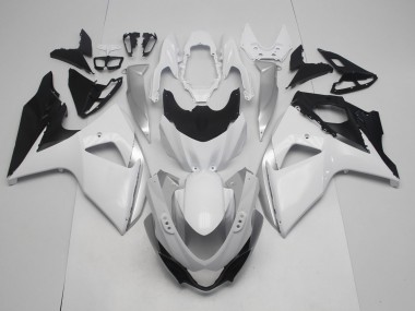 Aftermarket 2009-2016 Gloss White and Silver Suzuki GSXR 1000 Motorcycle Fairing