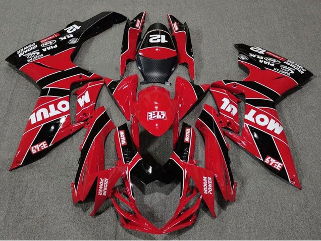 Aftermarket 2011-2020 Gloss Red and Black Motul Suzuki GSXR 600-750 Motorcycle Fairing