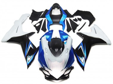 Aftermarket 2011-2020 Light Blue and Gloss White Style with Black Suzuki GSXR 600-750 Motorcycle Fairing