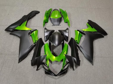 Aftermarket 2011-2020 Matte Black and Green Suzuki GSXR 600-750 Motorcycle Fairing