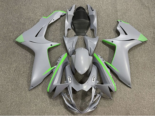 Aftermarket 2011-2020 Matte Nardo Gray & Green Accents Suzuki GSXR 600-750 Motorcycle Fairing