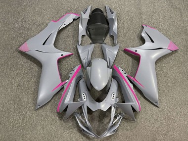 Aftermarket 2011-2020 Matte Nardo Gray & Pink Accents Suzuki GSXR 600-750 Motorcycle Fairing