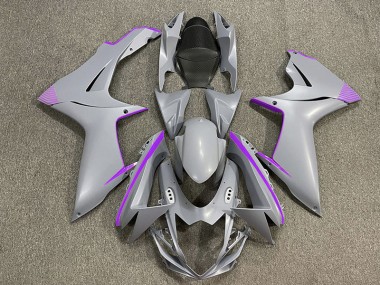 Aftermarket 2011-2020 Matte Nardo Gray & Purple Accents Suzuki GSXR 600-750 Motorcycle Fairing