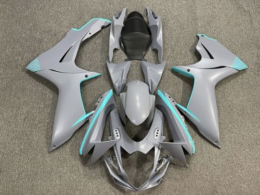 Aftermarket 2011-2020 Matte Nardo Gray & Teal Accents Suzuki GSXR 600-750 Motorcycle Fairing