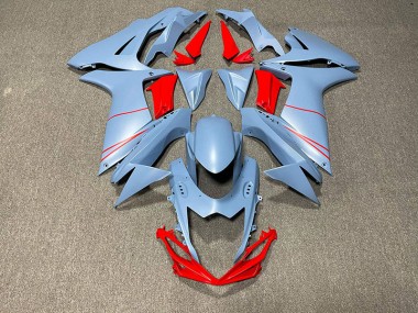 Aftermarket 2011-2020 Matte Sky Blue & Red Suzuki GSXR 600-750 Motorcycle Fairing