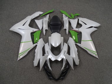 Aftermarket 2011-2020 Pearl White and Green Suzuki GSXR 600-750 Motorcycle Fairing