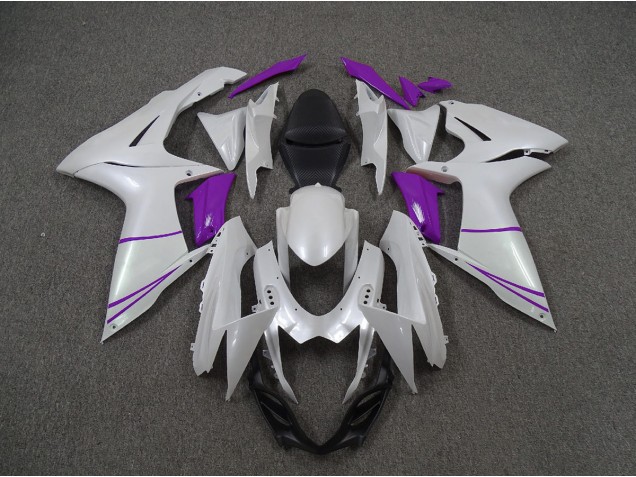 Aftermarket 2011-2020 Pearl White and Purple Suzuki GSXR 600-750 Motorcycle Fairing