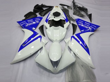 Aftermarket 2013-2014 Gloss White and Blue Yamaha R1 Motorcycle Fairing