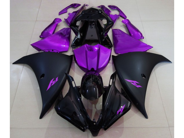 Aftermarket 2013-2014 Matte Black and Purple Yamaha R1 Motorcycle Fairing