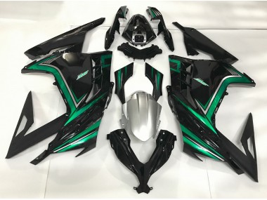 Aftermarket 2013-2018 Gloss Black & Emerald Green Kawasaki Ninja 300 Motorcycle Fairing