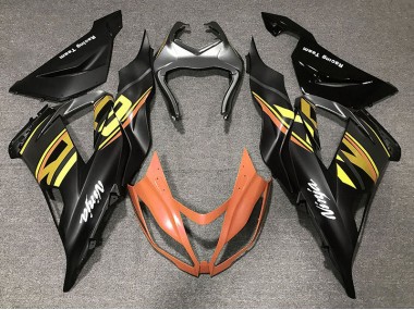 Aftermarket 2013-2018 Gloss Black & Orange Kawasaki ZX6R Motorcycle Fairing