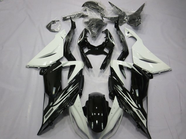 Aftermarket 2013-2018 Plain Gloss Black White Kawasaki ZX6R Motorcycle Fairing