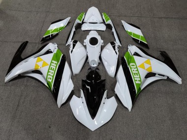 Aftermarket 2015-2018 Gloss White Black and Green Yamaha R3 Motorcycle Fairing