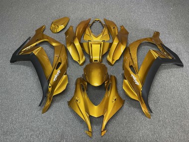 Aftermarket 2016-2019 Gold with Ninja White Kawasaki ZX10R Motorcycle Fairing