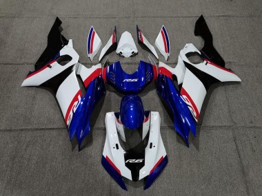 Aftermarket 2017-2019 Blue White and Red Yamaha R6 Motorcycle Fairing