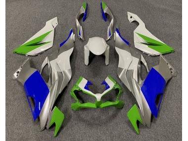 Aftermarket 2019-2020 Gloss Green Blue and Silver Kawasaki ZX6R Motorcycle Fairing