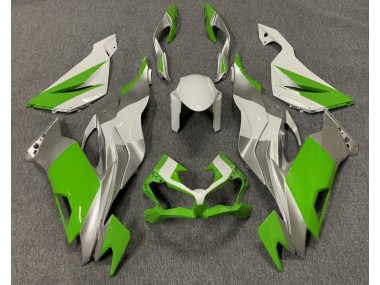 Aftermarket 2019-2020 Gloss Green White and Silver Kawasaki ZX6R Motorcycle Fairing