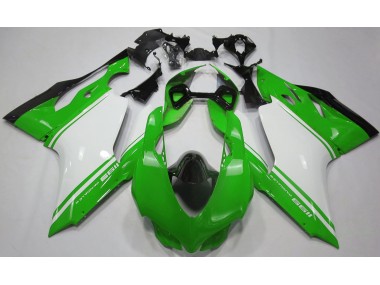 Aftermarket Gloss Green White and Black Ducati 1199 Motorcycle Fairing