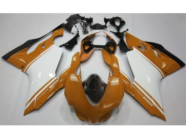 Aftermarket Gloss Orange White and Black Ducati 1199 Motorcycle Fairing