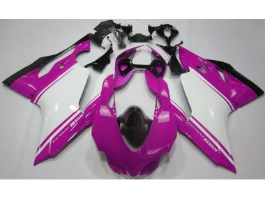 Aftermarket Gloss Pink White and Black Ducati 1199 Motorcycle Fairing